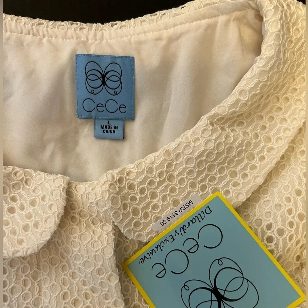 CeCe Cream Lace Jacket blazer with Collar Dillards exclusive  NWT Sz-L. K7 - Picture 6 of 10